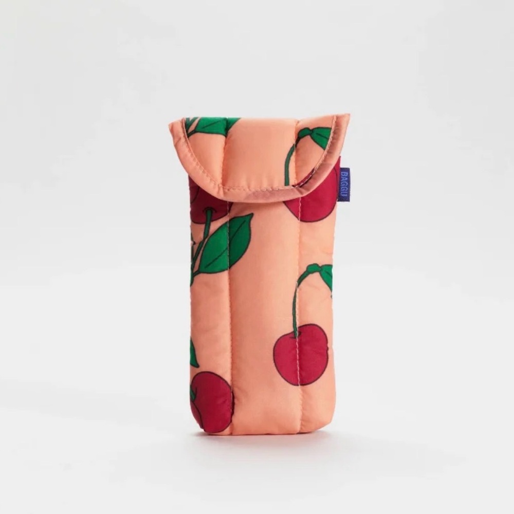 NWOT BAGGU Puffy Sunglasses Case in “Cherry Pattern”